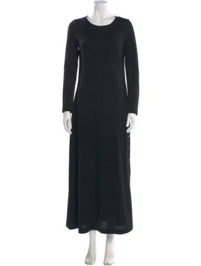 Pre-owned Fendi Virgin Wool Long Dress In Black