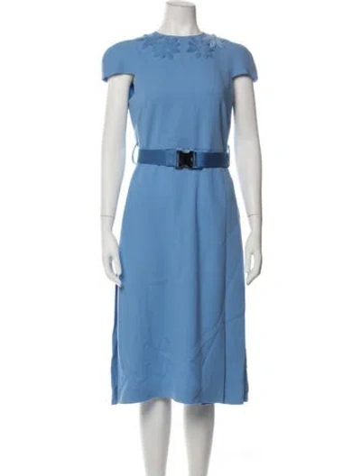Pre-owned Fendi Virgin Wool Midi Length Dress In Blue