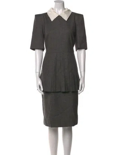 Pre-owned Fendi Virgin Wool Midi Length Dress In Gray