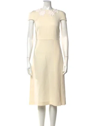 Pre-owned Fendi Virgin Wool Midi Length Dress In Neutrals