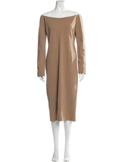 Pre-owned Fendi Virgin Wool Midi Length Dress In Neutrals