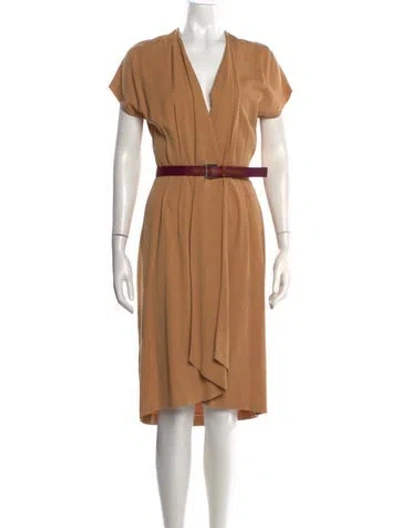 Pre-owned Fendi Virgin Wool Midi Length Dress In Neutrals