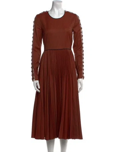 Pre-owned Fendi Virgin Wool Midi Length Dress In Orange