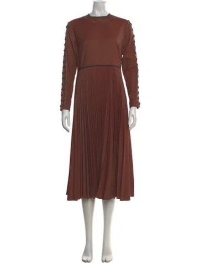 Pre-owned Fendi Virgin Wool Midi Length Dress In Orange