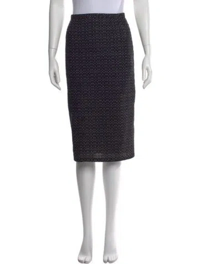 Pre-owned Fendi Virgin Wool Midi Length Skirt In Black