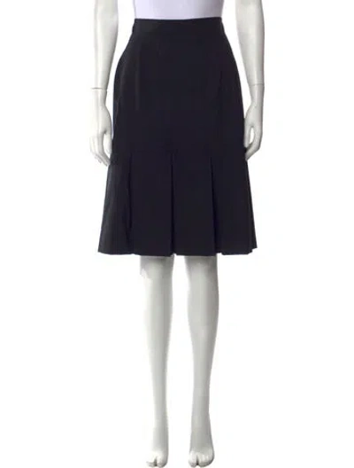 Pre-owned Fendi Virgin Wool Midi Length Skirt In Black