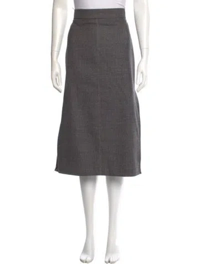 Pre-owned Fendi Virgin Wool Midi Length Skirt In Gray