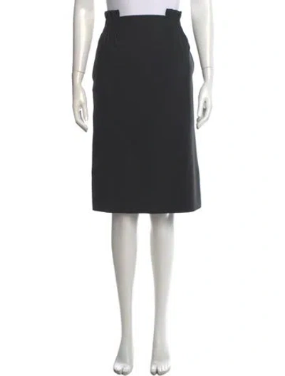 Pre-owned Fendi Virgin Wool Midi Length Skirt In Gray