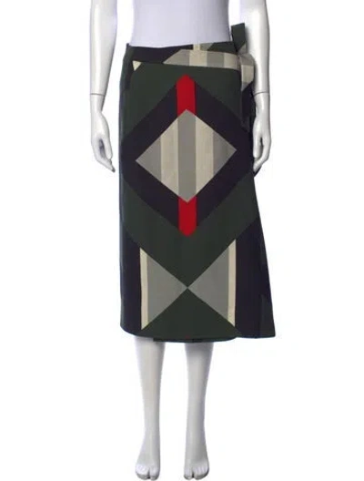 Pre-owned Fendi Virgin Wool Midi Length Skirt In Green