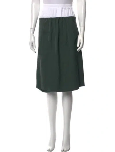 Pre-owned Fendi Virgin Wool Midi Length Skirt In Green