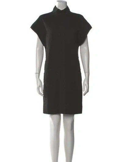 Pre-owned Fendi Virgin Wool Mini Dress In Black