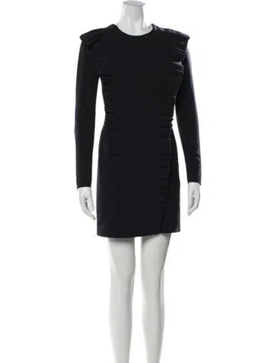 Pre-owned Fendi Virgin Wool Mini Dress In Black