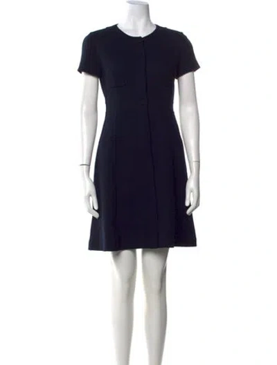 Pre-owned Fendi Virgin Wool Mini Dress In Blue