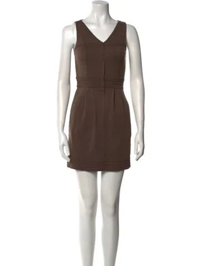 Pre-owned Fendi Virgin Wool Mini Dress In Brown