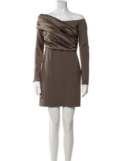 Pre-owned Fendi Virgin Wool Mini Dress In Brown