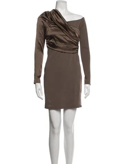 Pre-owned Fendi Virgin Wool Mini Dress In Brown