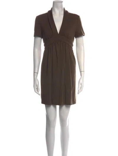 Pre-owned Fendi Virgin Wool Mini Dress In Brown