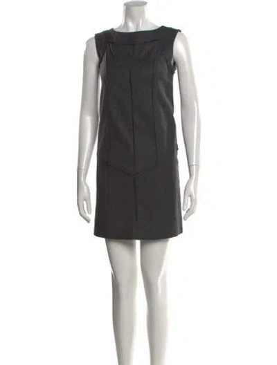 Pre-owned Fendi Virgin Wool Mini Dress In Gray