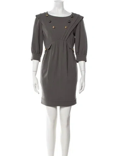 Pre-owned Fendi Virgin Wool Mini Dress In Grey