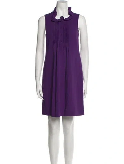 Pre-owned Fendi Virgin Wool Mini Dress In Purple