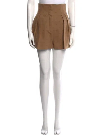 Pre-owned Fendi Virgin Wool Mini Shorts W/ Tags In Brown