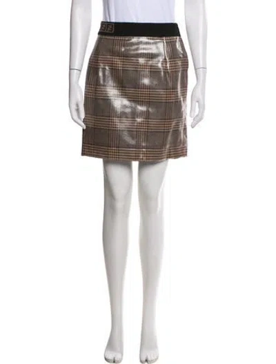 Pre-owned Fendi Virgin Wool Mini Skirt In Neutral