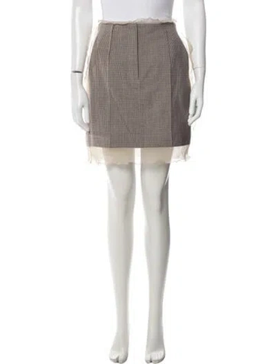 Pre-owned Fendi Virgin Wool Mini Skirt W/ Tags In White