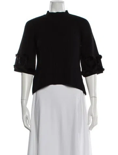 Pre-owned Fendi Virgin Wool Mock Neck Sweater In Black
