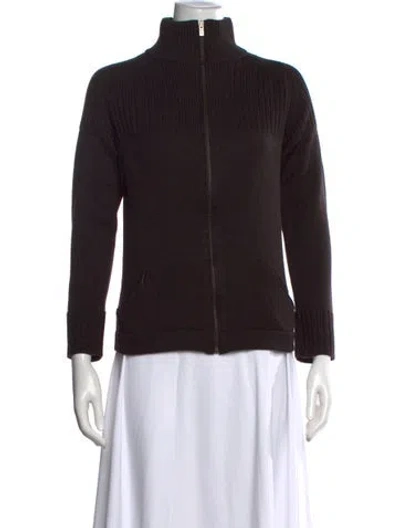 Pre-owned Fendi Virgin Wool Mock Neck Sweater In Black