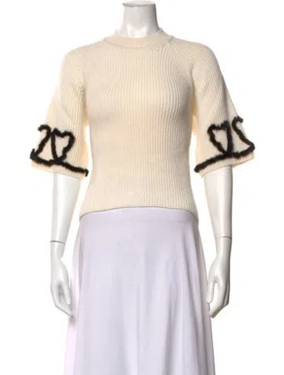 Pre-owned Fendi Virgin Wool Mock Neck Sweater In Neutrals