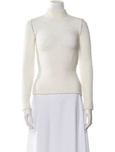 Pre-owned Fendi Virgin Wool Mock Neck Top In Neutral