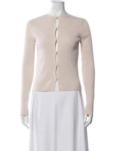 Pre-owned Fendi Virgin Wool Open Front Sweater In Neutrals