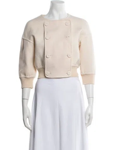 Pre-owned Fendi Virgin Wool Open Front Sweater In Neutrals