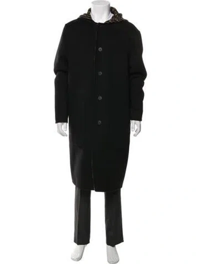 Pre-owned Fendi Virgin Wool Parka In Black