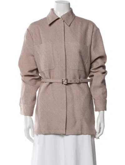 Pre-owned Fendi Virgin Wool Patterned Jacket In Neutral