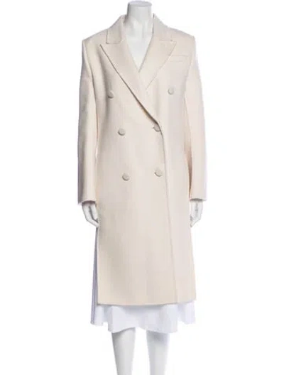 Pre-owned Fendi Virgin Wool Peacoat In Neutral