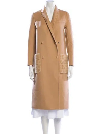 Pre-owned Fendi Virgin Wool Peacoat In Neutral
