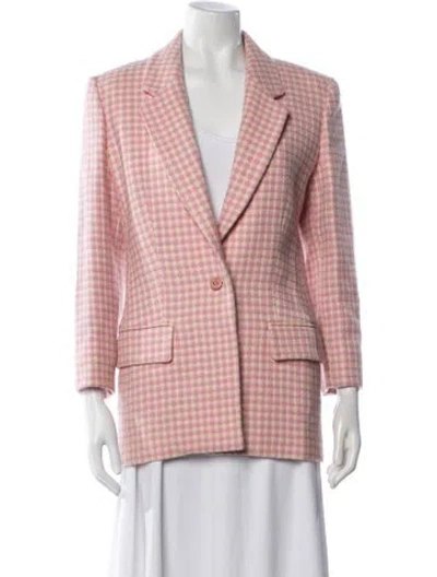 Pre-owned Fendi Virgin Wool Plaid Print Blazer In Pink