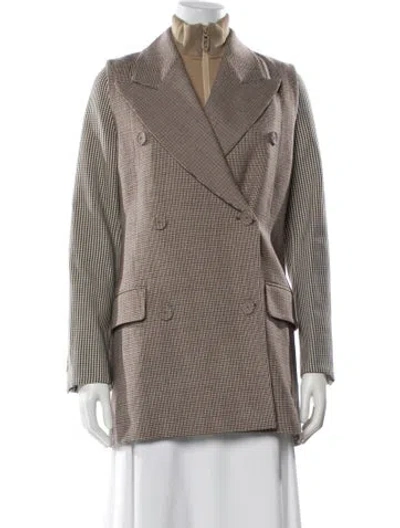 Pre-owned Fendi Virgin Wool Plaid Print Jacket W/ Tags In Brown