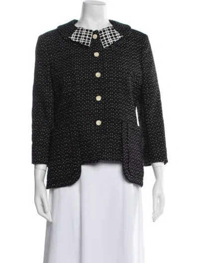 Pre-owned Fendi Virgin Wool Polka Dot Print Jacket In Black