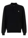 Fendi Stretch Wool Polo Shirt With Ribbed Cuffs And Hem In Black