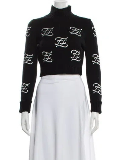 Pre-owned Fendi Virgin Wool Printed Sweater In Black
