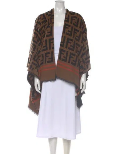 Pre-owned Fendi Virgin Wool Printed Sweater In Brown