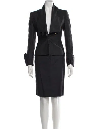Pre-owned Fendi Virgin Wool Skirt Set In Black