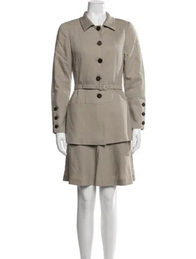 Pre-owned Fendi Virgin Wool Skirt Suit In Neutrals