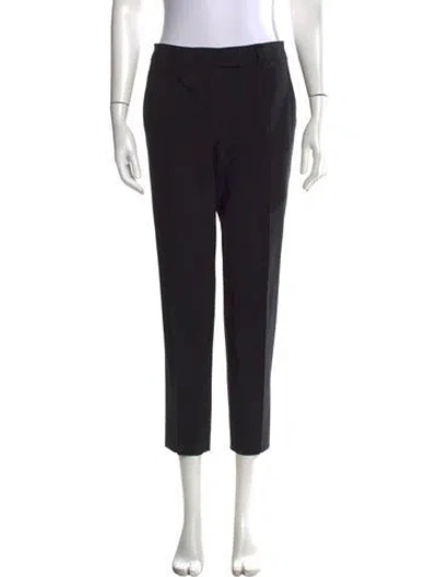 Pre-owned Fendi Virgin Wool Straight Leg Pants In Black