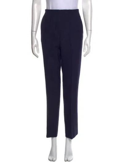 Pre-owned Fendi Virgin Wool Straight Leg Pants In Blue