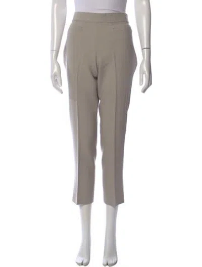 Pre-owned Fendi Virgin Wool Straight Leg Pants In Neutral