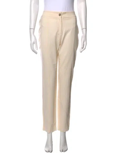 Pre-owned Fendi Virgin Wool Straight Leg Pants In Neutrals