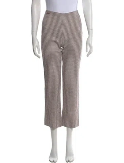 Pre-owned Fendi Virgin Wool Straight Leg Pants In Pink